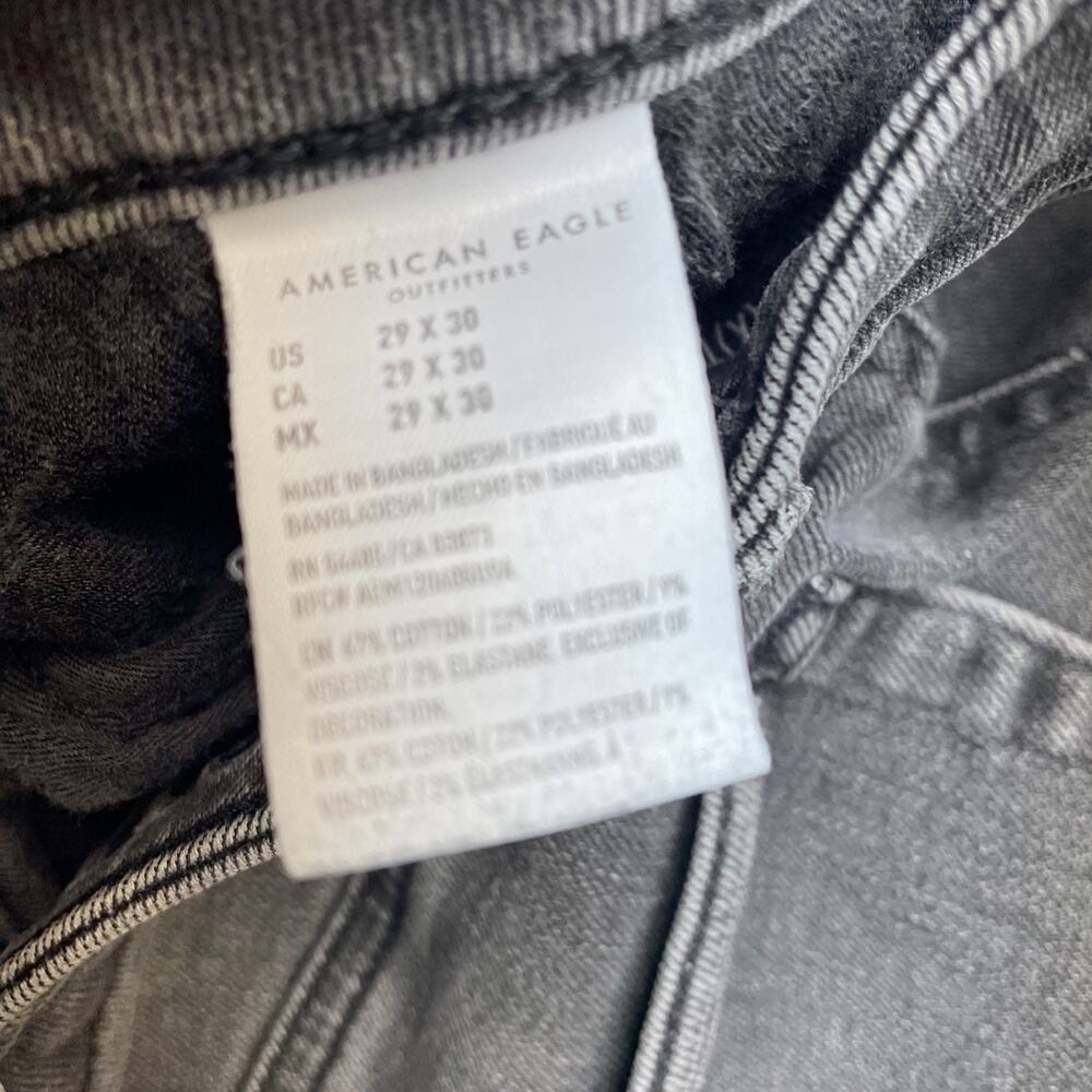 American Eagle Jeans Mens 29x30 Grey Slim Straight Flex Grunge - Picture 3 of 7